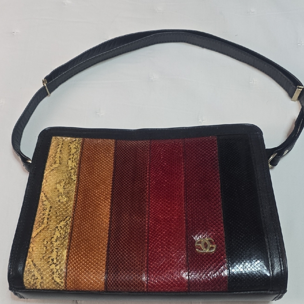 Chanel Multicolor Striped Snakeskin Shoulder Bag